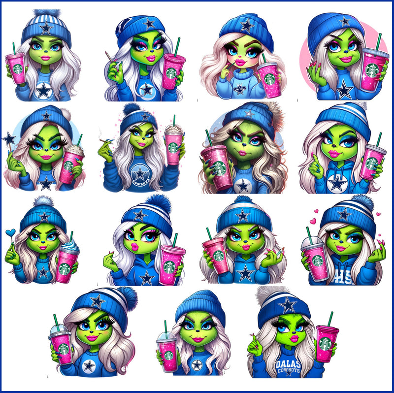 Dallas Cowboys Grinch Girl png bundle, Sport bundle