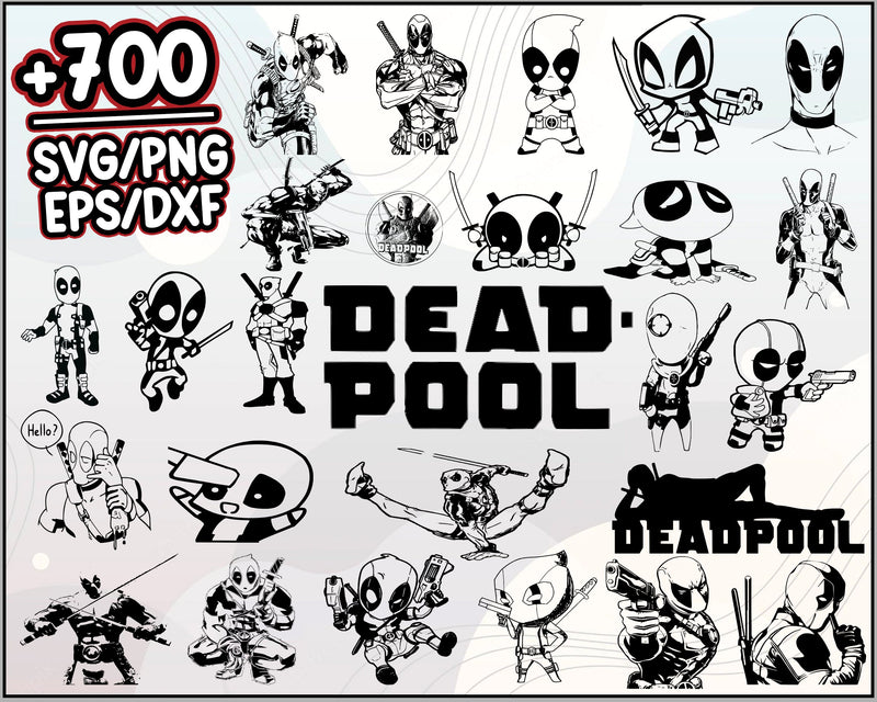 700+ Deadpool Marvel Bundle Svg, Deadpool Svg, Cartoon svg, png, dxf, eps digital file