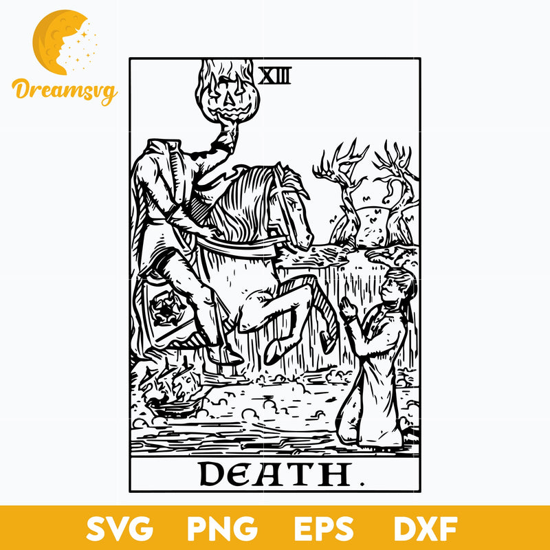 Death Tarot Card Headless Horseman Gothic Halloween Spooky svg, Halloween svg, png, dxf, eps digital file.