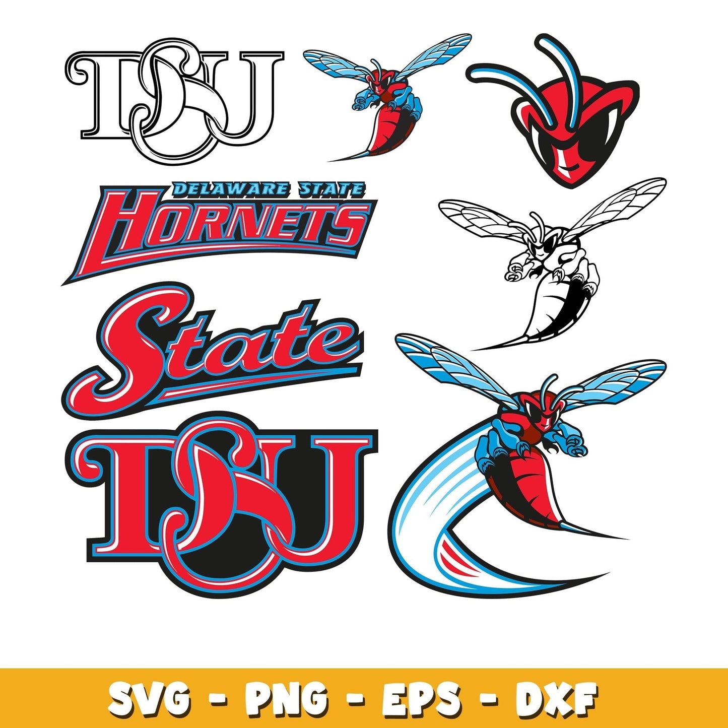 Delaware State Hornets Bundle svg, Delaware State Hornets logo svg, ncaa svg