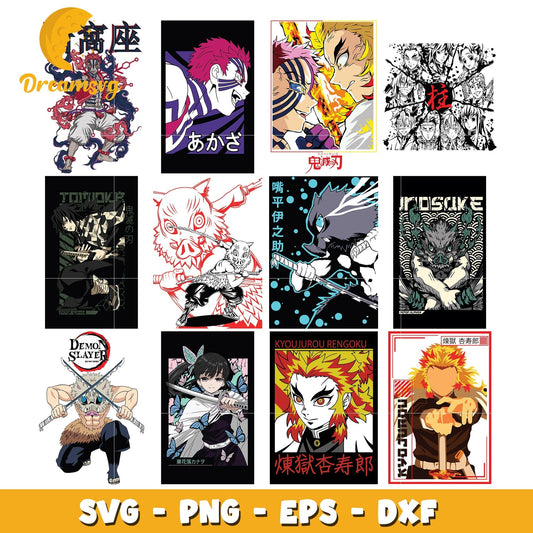 Hashira demon slayer design bundle svg, hashira anime svg