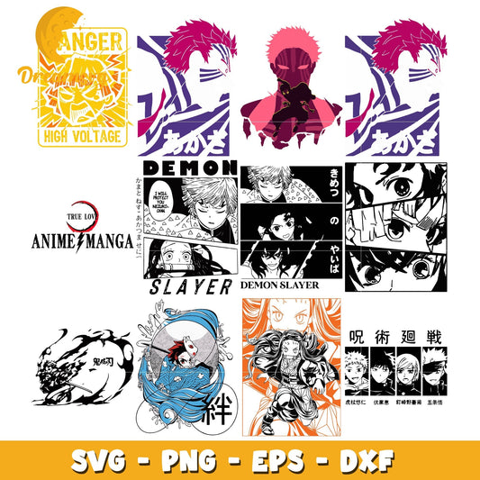 Akaza demon anime bundle design svg, akaza demon slayer svg