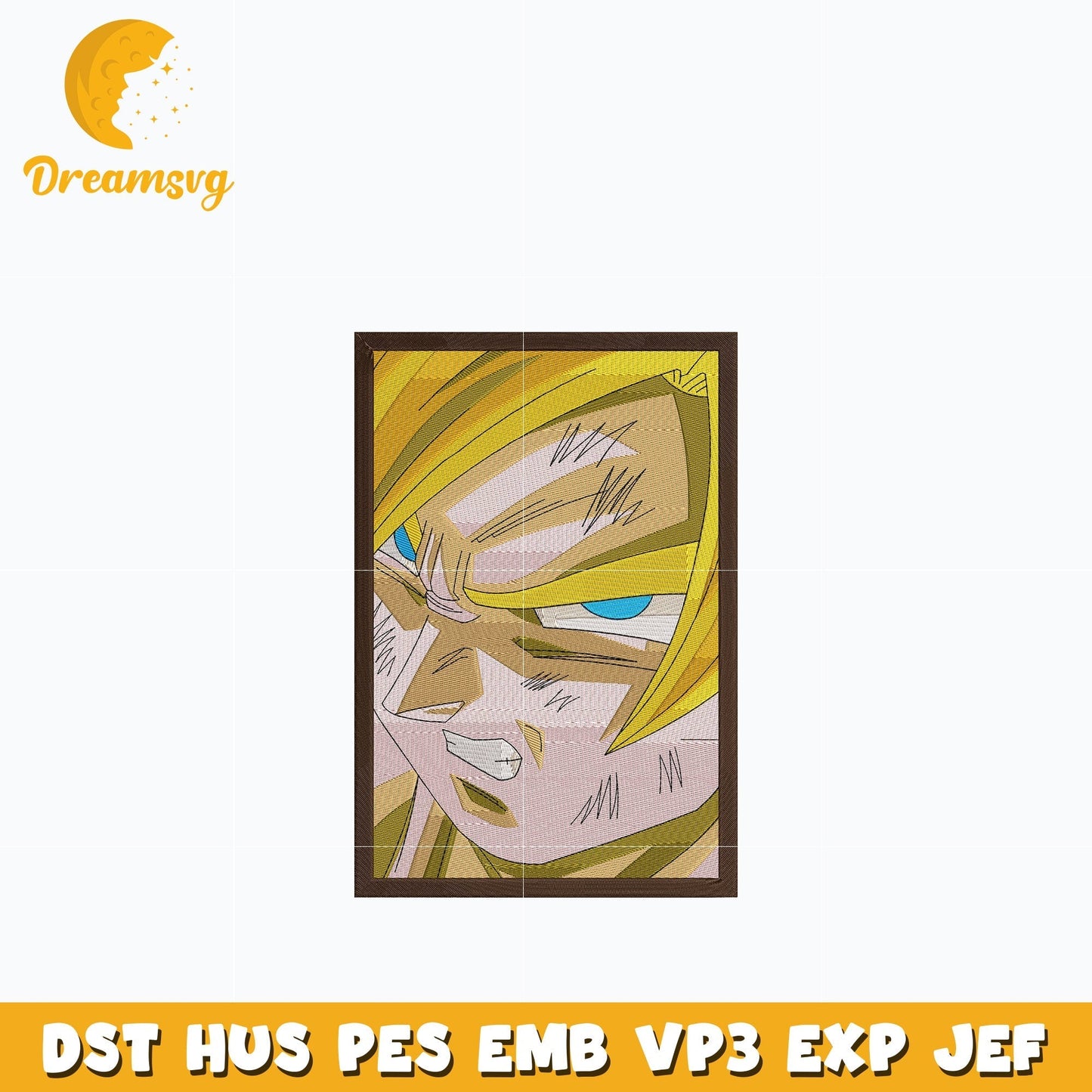 Goku face embroidery design