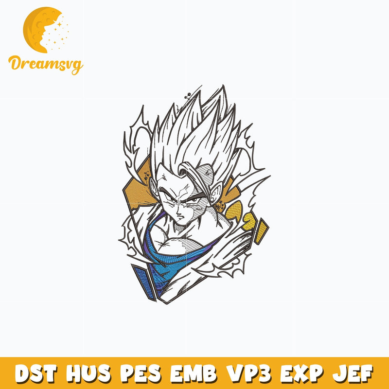 Vegeta manga embroidery design