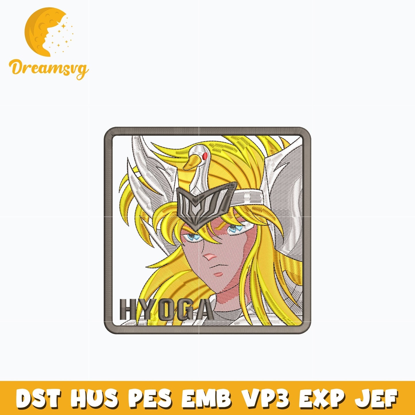 Cygnus Hyoga face embroidery design