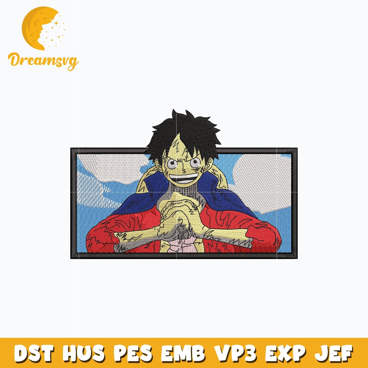 Monkey D. Luffy laugh embroidery design