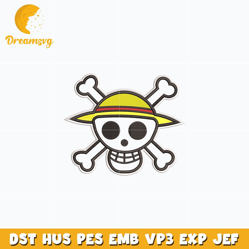 Straw hat pirates logo embroidery design