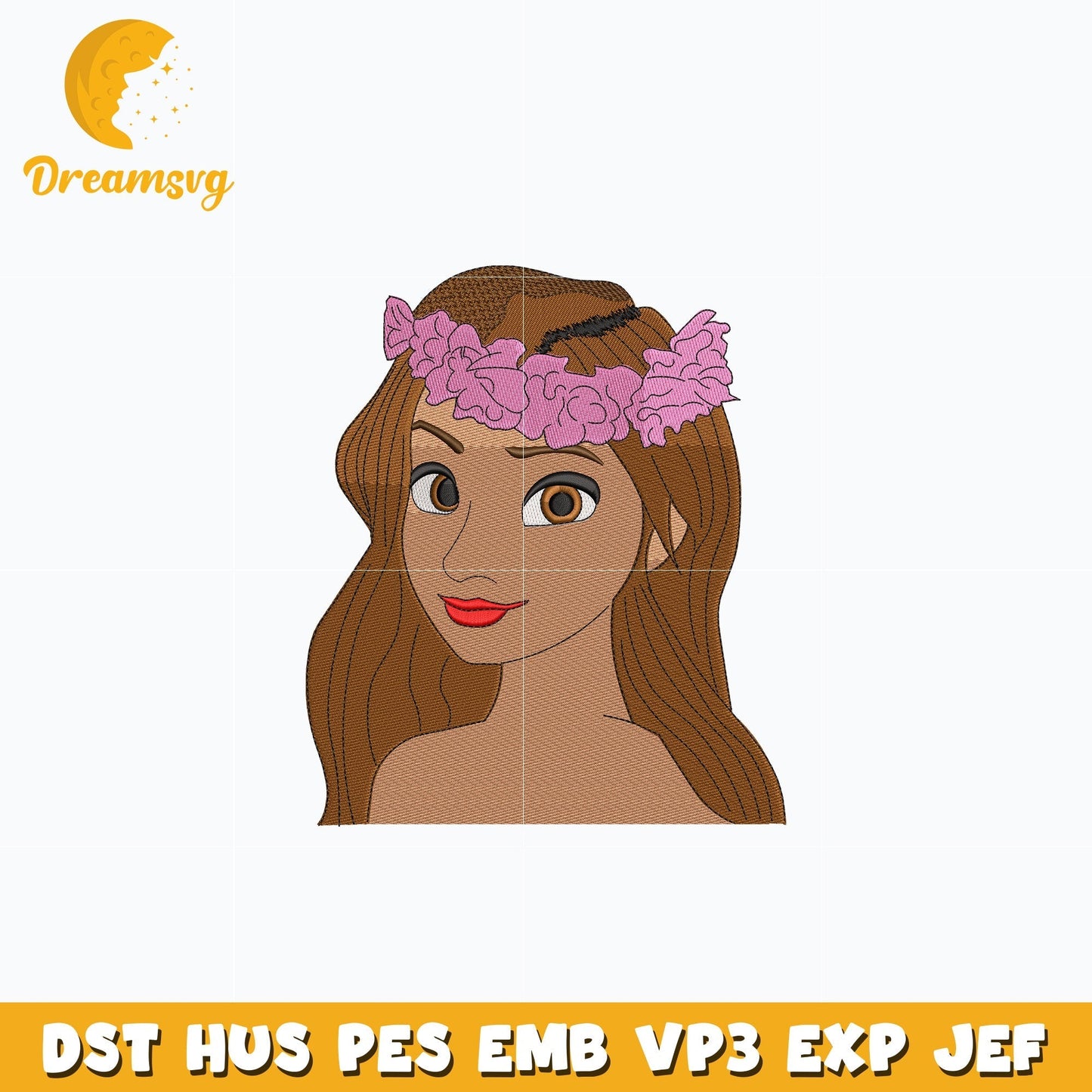 Moana face embroidery design