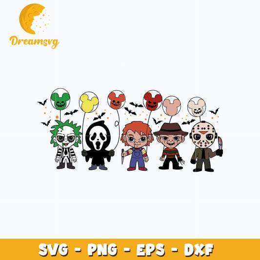 Horror characters chibi halloween svg