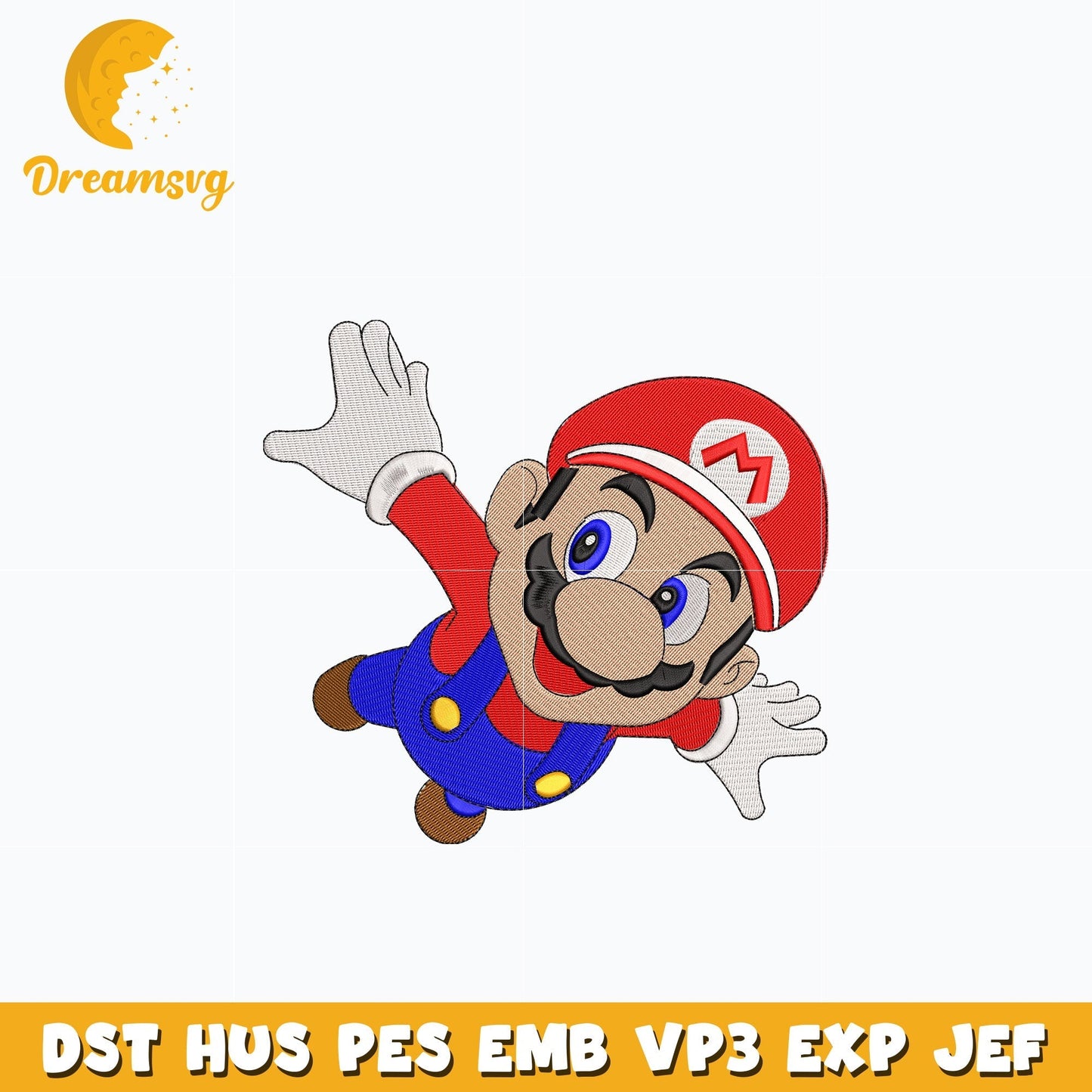 mario flying chibi embroidery design