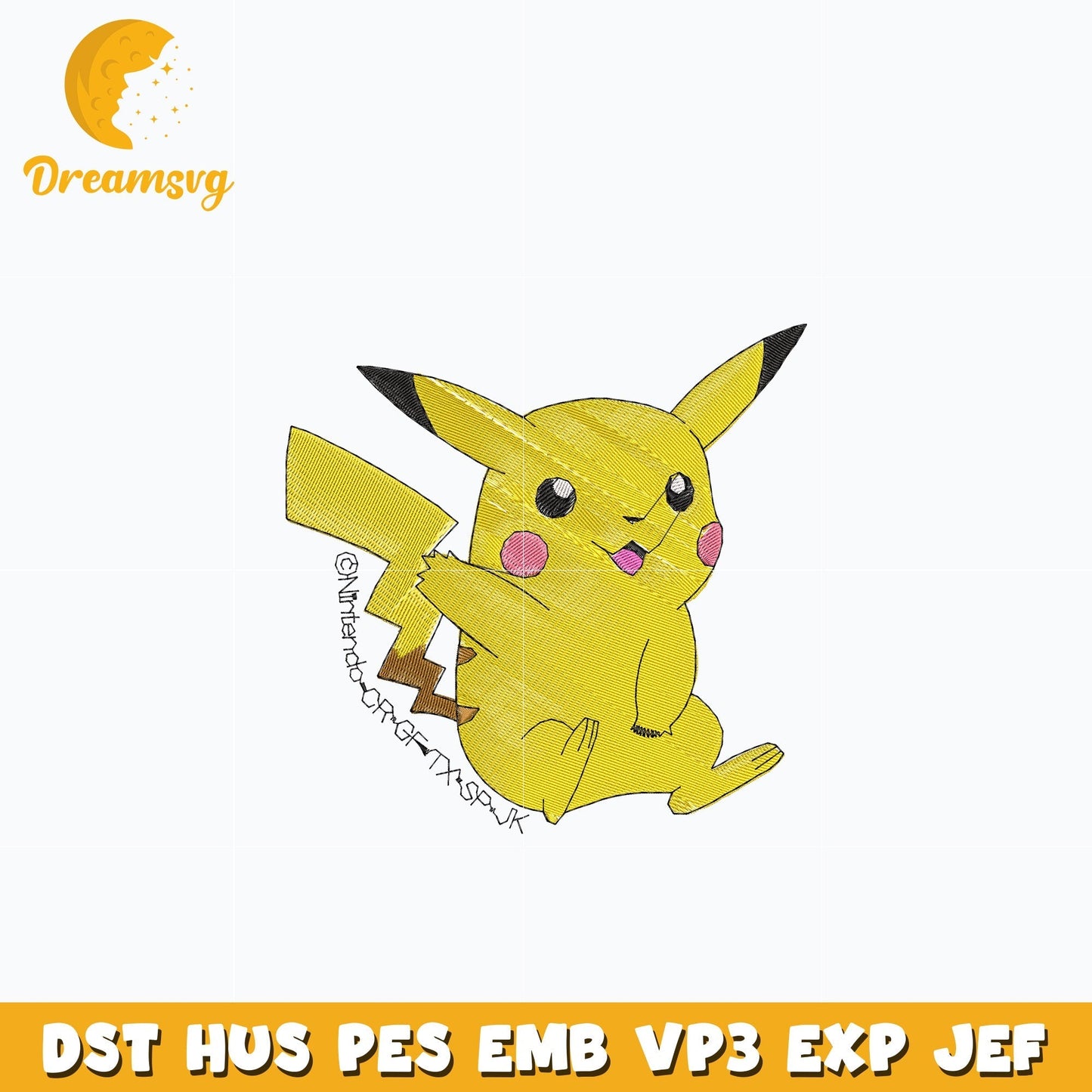 Pikachu anime embroidery design