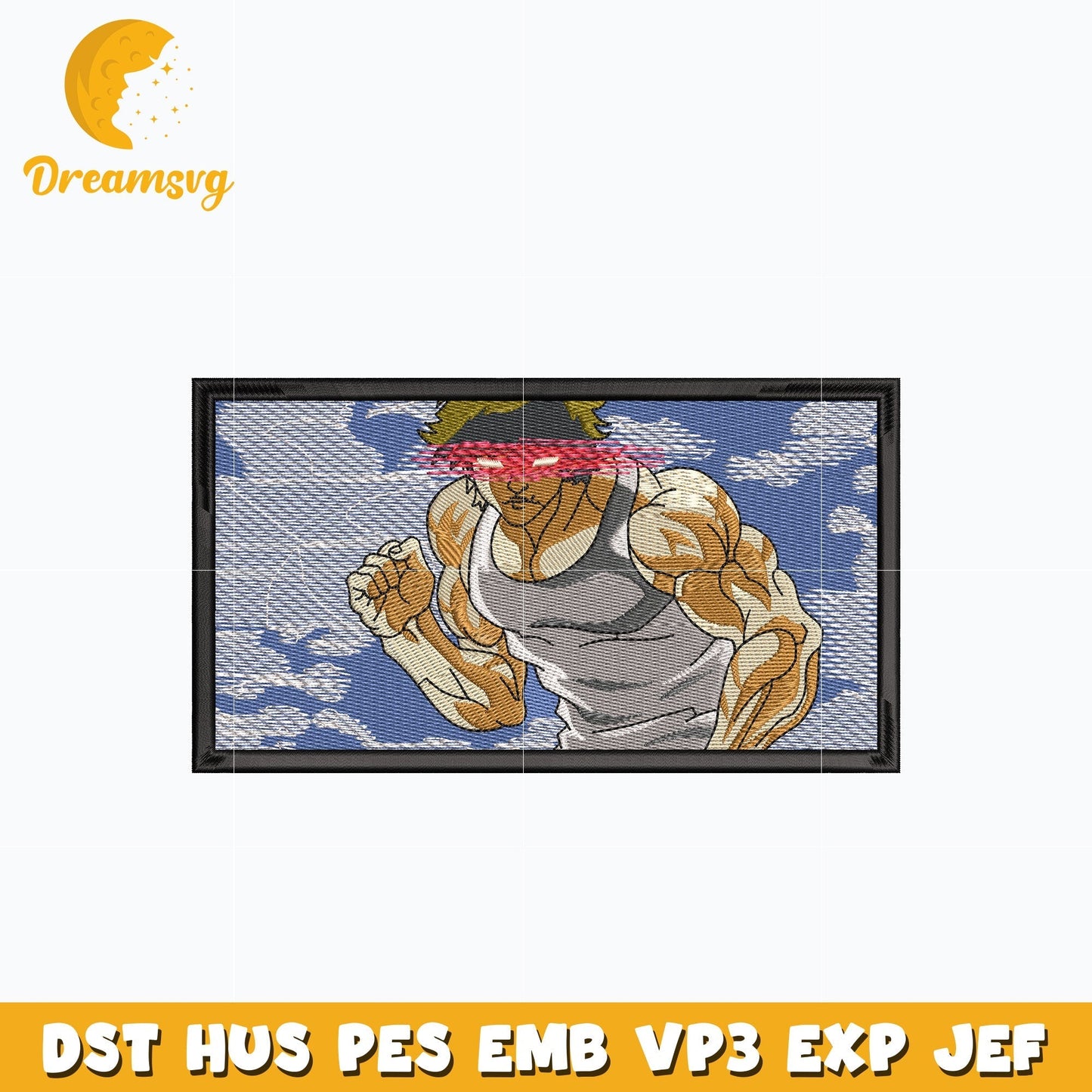 Baki angry eyes embroidery design