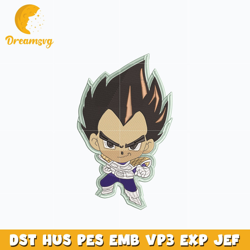 Vegeta chibi embroidery design