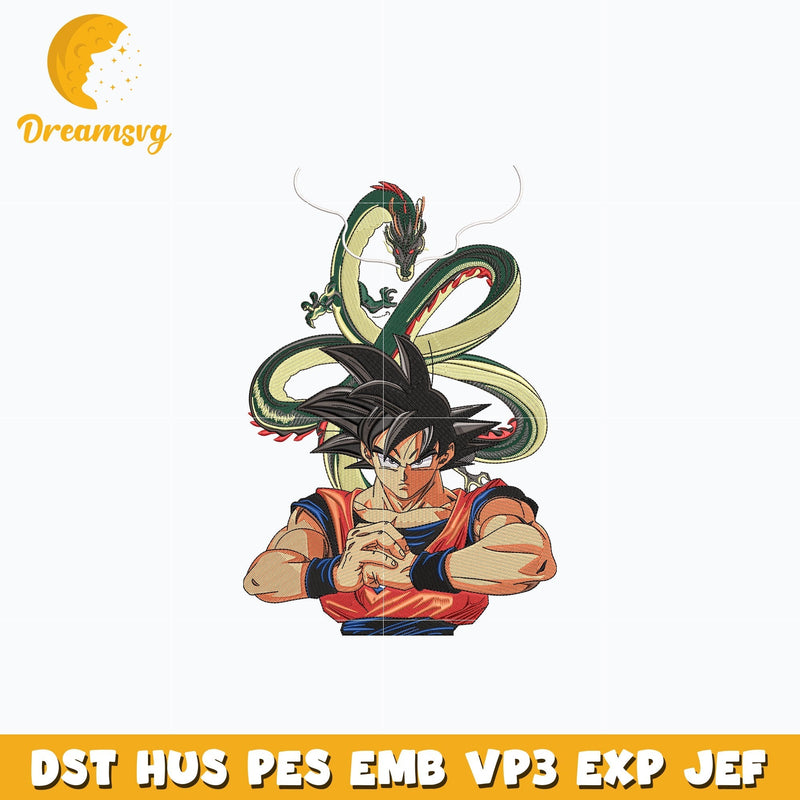 Shenron and goku embroidery design