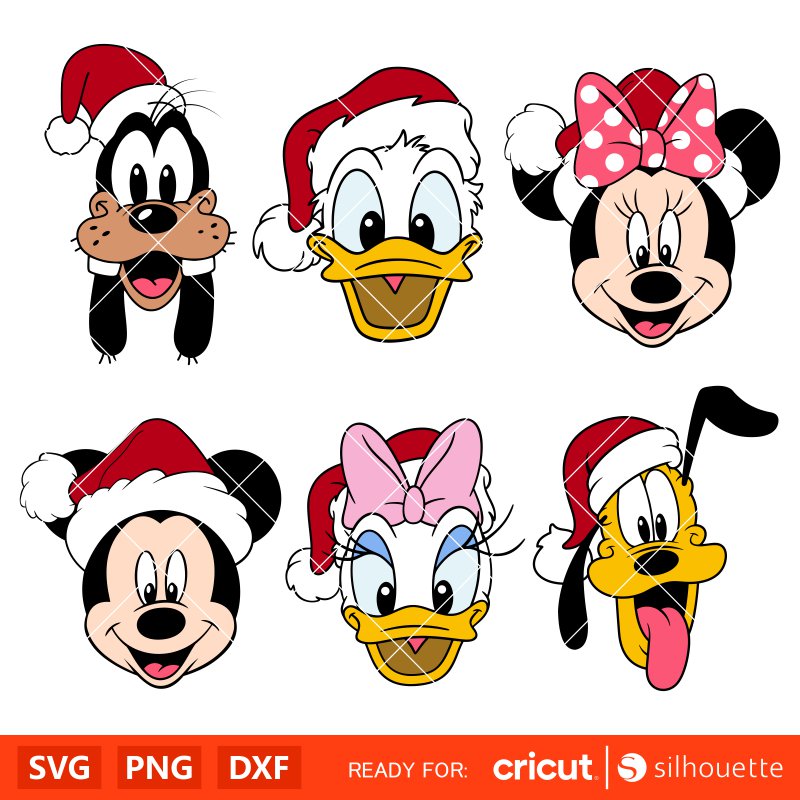 Disney Christmas Friends Bundle Svg, Christmas Svg, Disney Christmas Svg, Santa Claus Svg, Cricut, Silhouette Vector Cut File