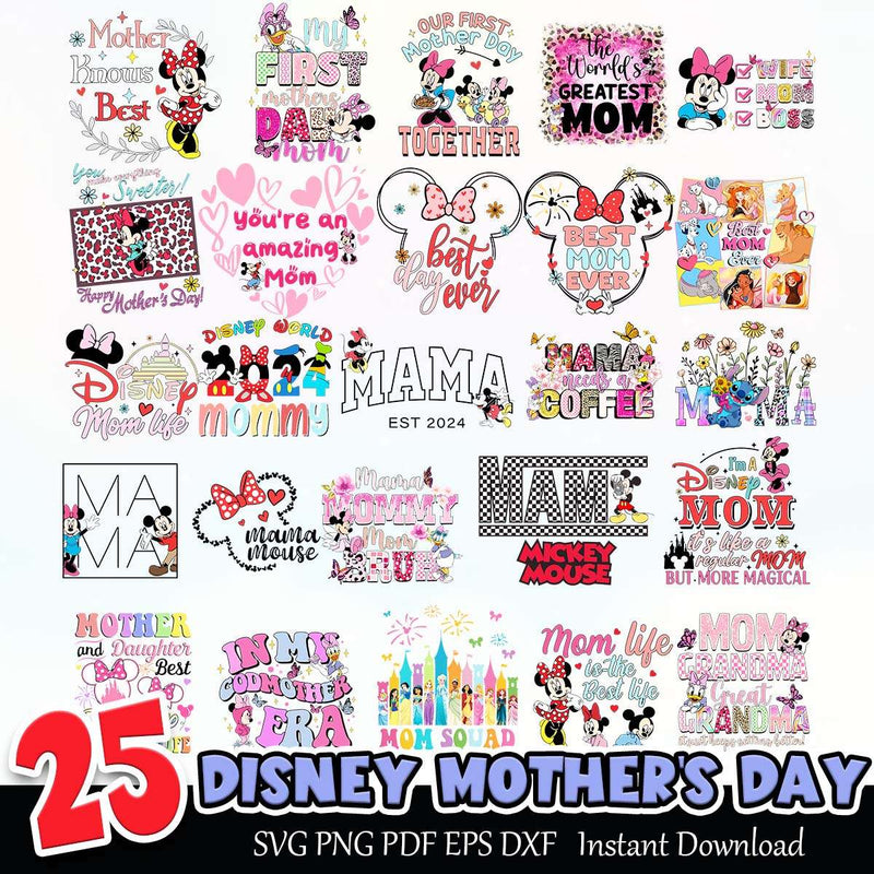 Disney Mother’s Day SVG PNG PDF EPS DXF Bundle Instant Download