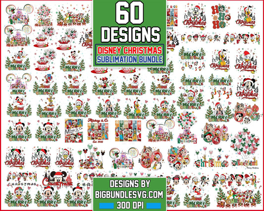 60 Disney Christmas PNG Bundle, Christmas Bundle, Cricut File, Christmas png, Disney Bundle, Cartoon Xmas Bundle, CRM08112202