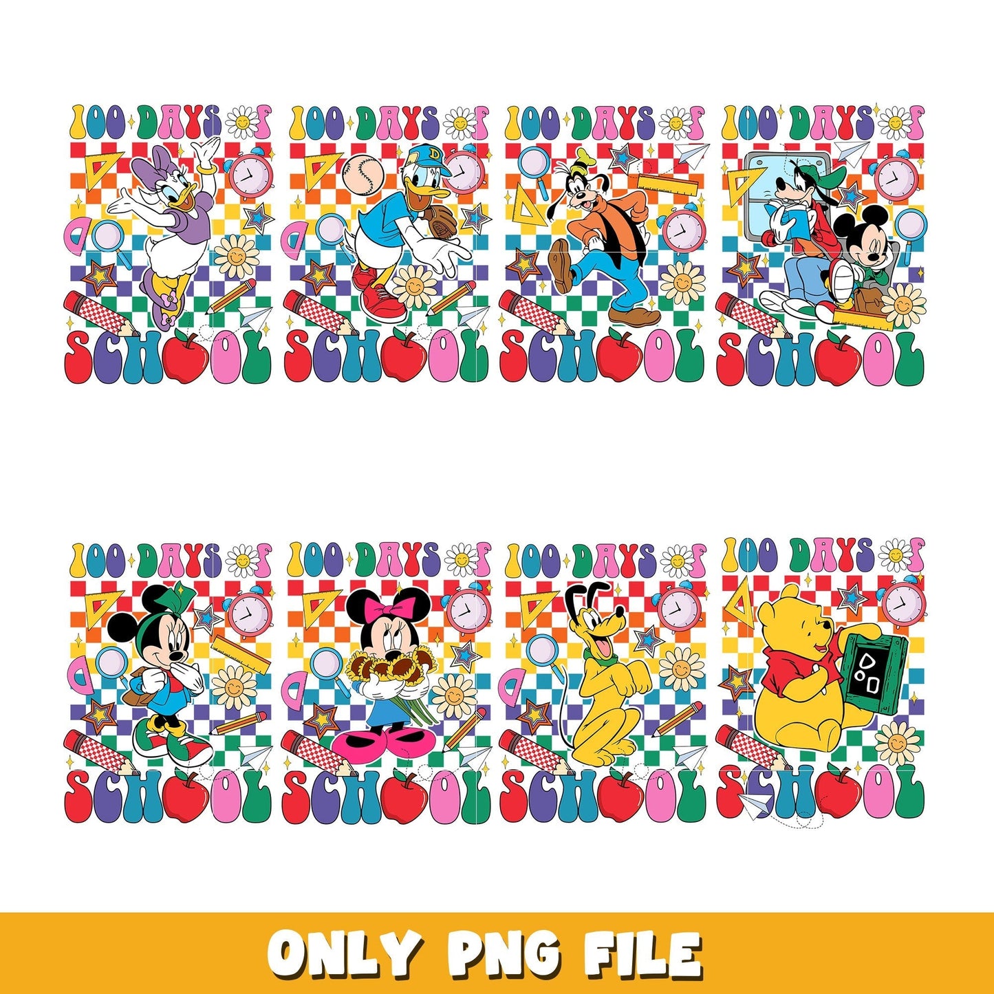 100th Day of School bundle png,  Disney cartoon png, Digital download