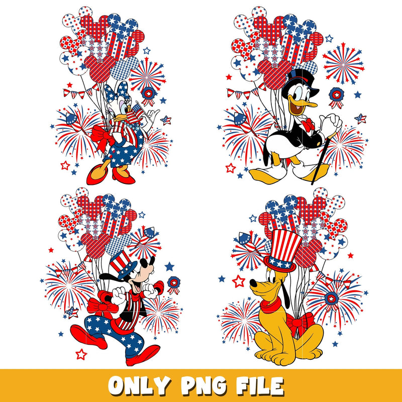 Mickey friends 4th of july png bundle, 4th of july png, Disney png