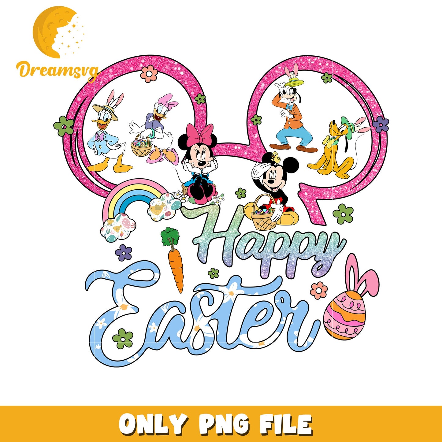 Disney Easter Celebration PNG Graphic with Mickey and Friends