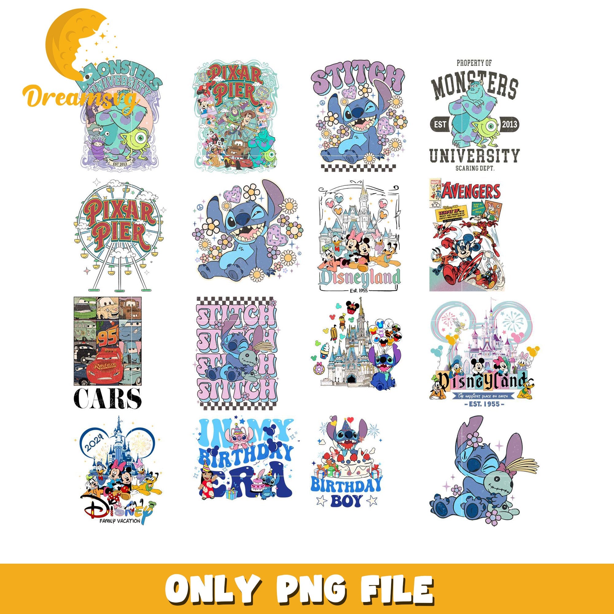 Disney Pixir Sticker Printable Disney Pixar Bundle PNG Stickers for Fun Projects