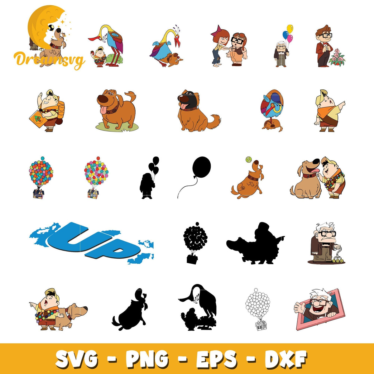 Disney Up character design bundle svg, up movie characters svg