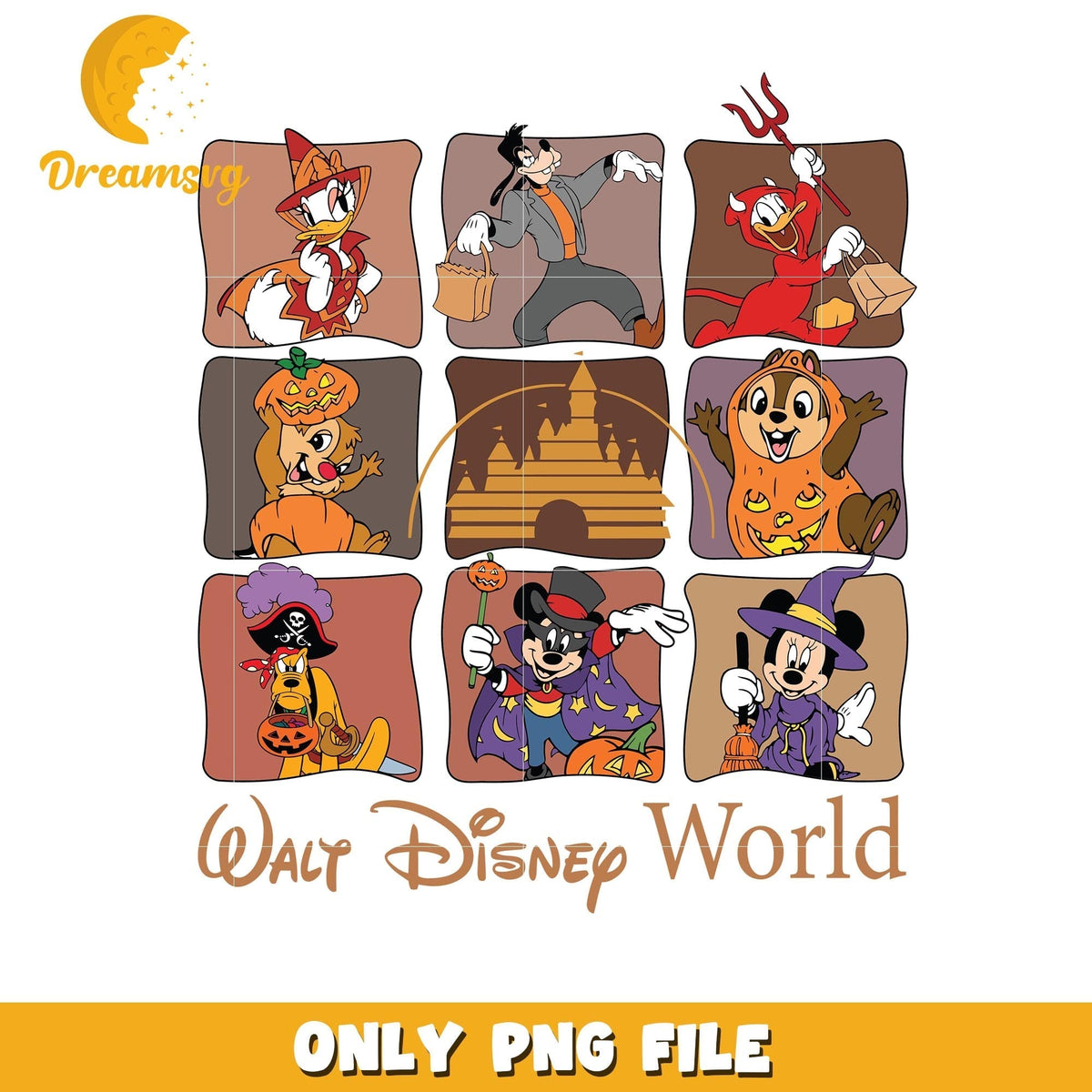 Disney castle halloween png, Disney halloween friends png, Disney characters png