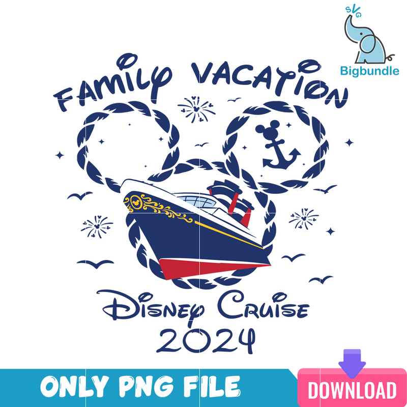 Family Vacation Disney Cruise 2024 PNG