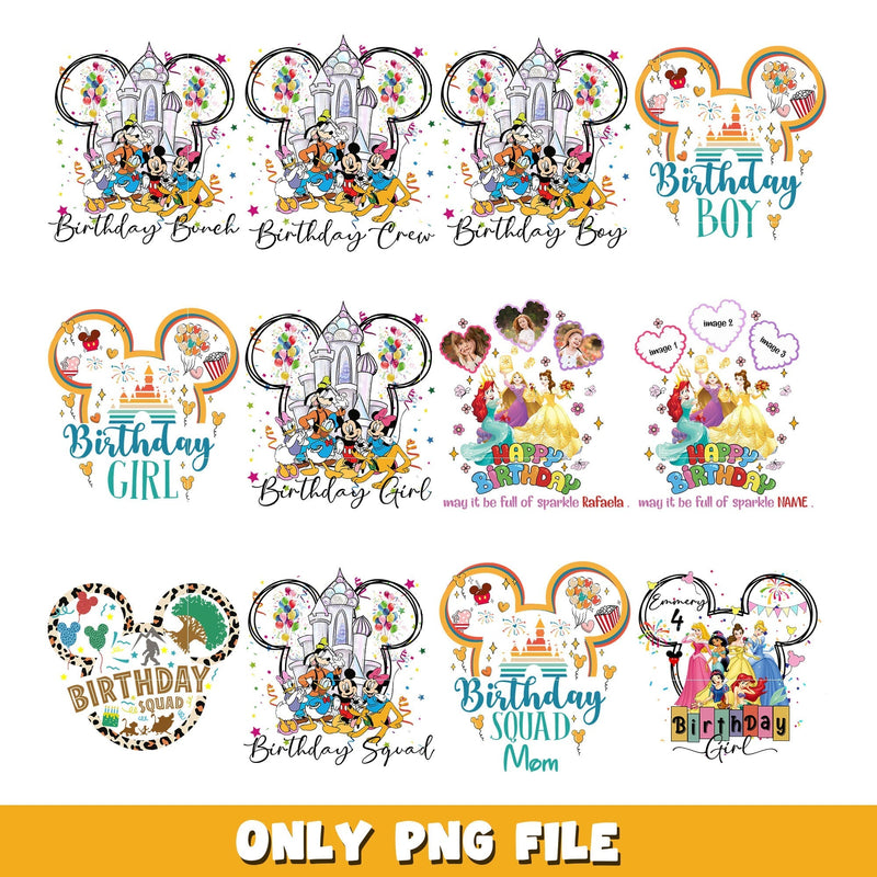 Mickey castle disney birthday png bundle, Disney birthday png, disney png