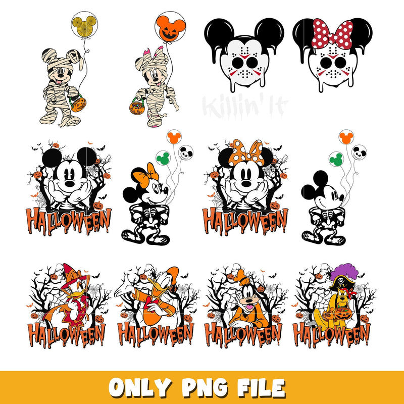 Mickey and Friends Halloween bundle png,  Disney cartoon png, Digital download