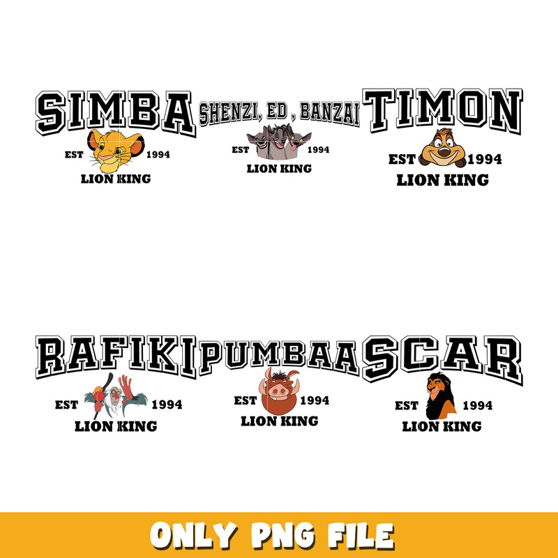 Vintage Disney Lion King Characters Group bundle png, Disney cartoon png, Digital download