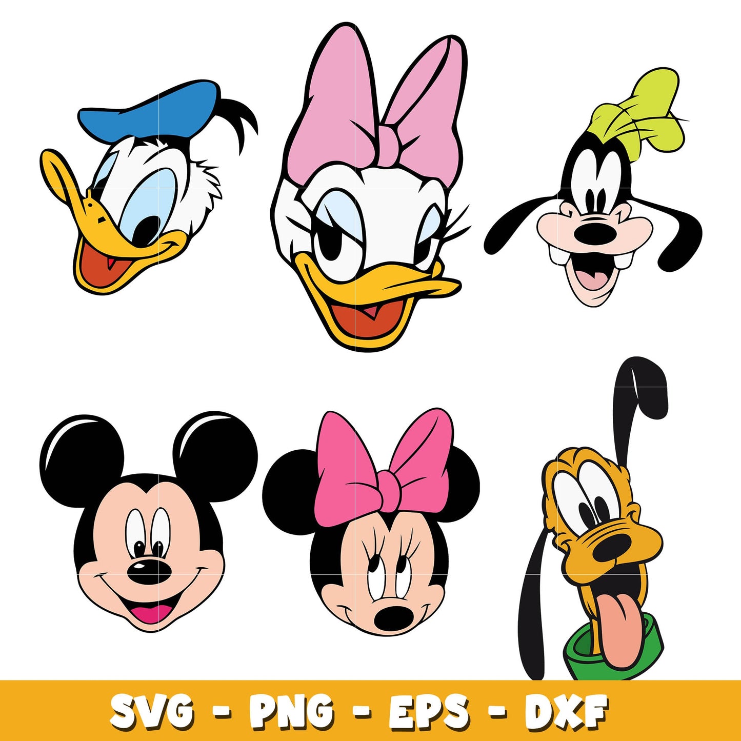 Mickey Mouse And Friend head bundle svg, Disney svg, Digital download