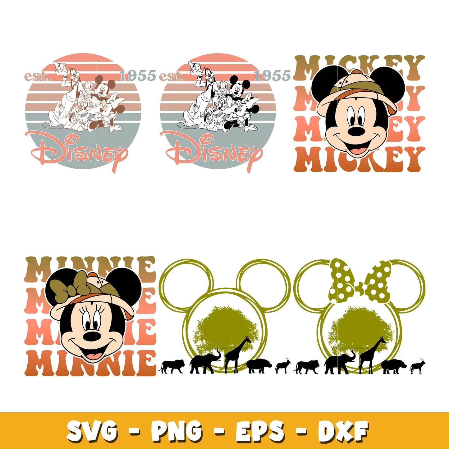 Mickey head wild animal  bundle svg, Disney svg, Digital download