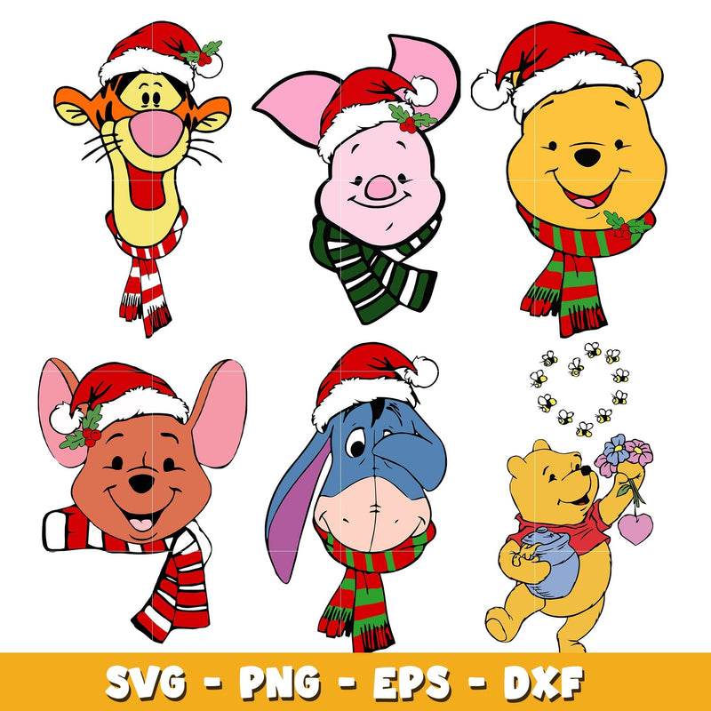 Winnie The Pooh Christmas bundle svg,  Winnie The Pooh svg, Disney cartoon svg, Digital download