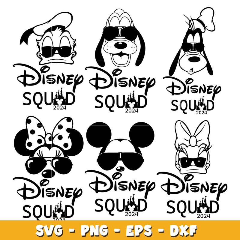 Mickey And Friend Head Disney Squad bundle svg, Disney svg, Digital download