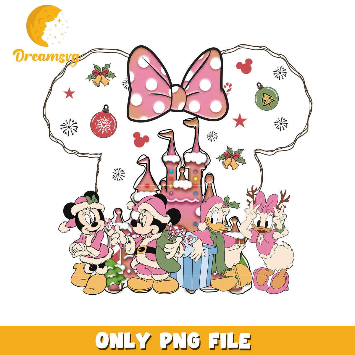 Disney character minnie png, disney cozy png, holiday glow png