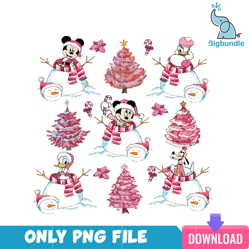 Disney Snowman Pink Christmas PNG