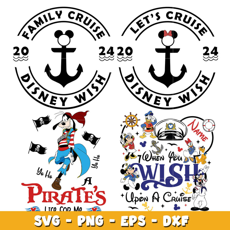 Mickey family cruise disney wish disney and friends bundle svg, Disney cartoon svg, Digital download