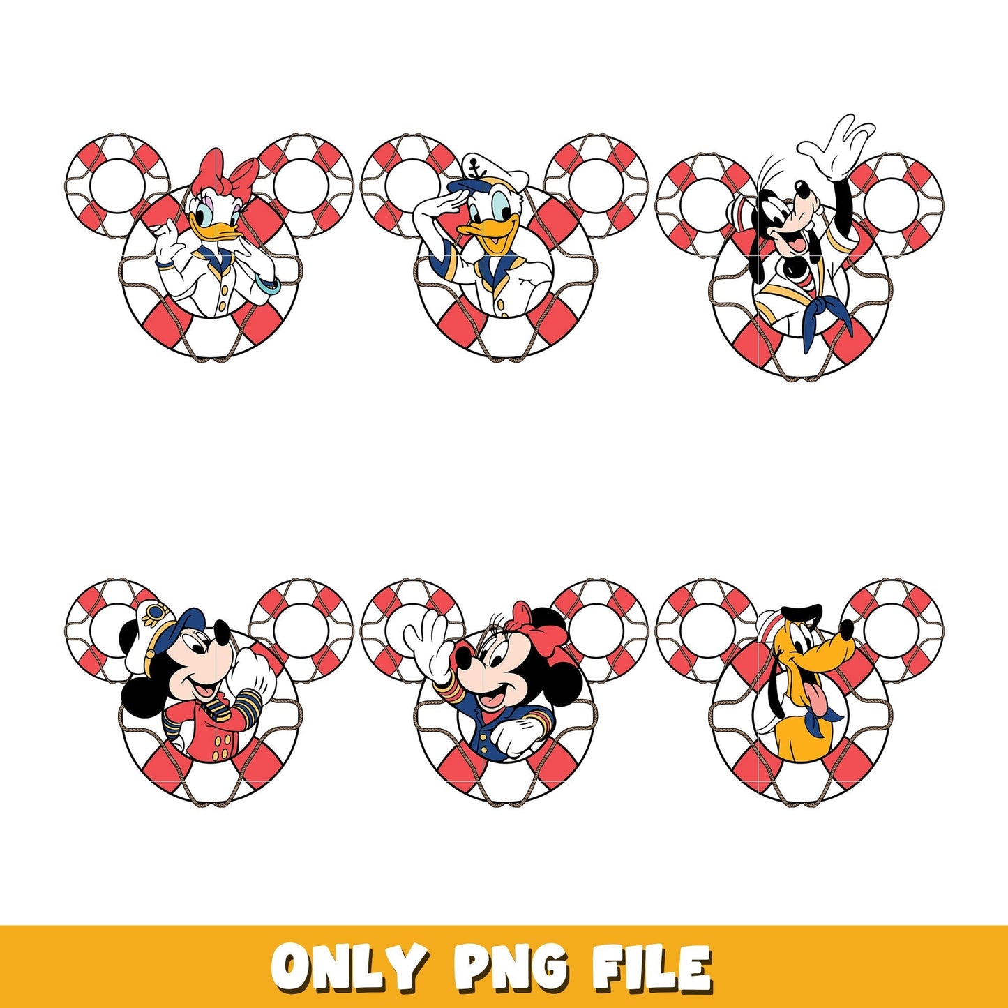 Mouse and friends with a lifebuoy bundle png, Disney cartoon png, Digital download