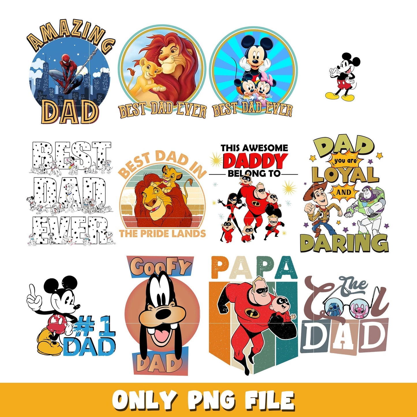 Disney dad  bundle png, Disney cartoon png, Digital download