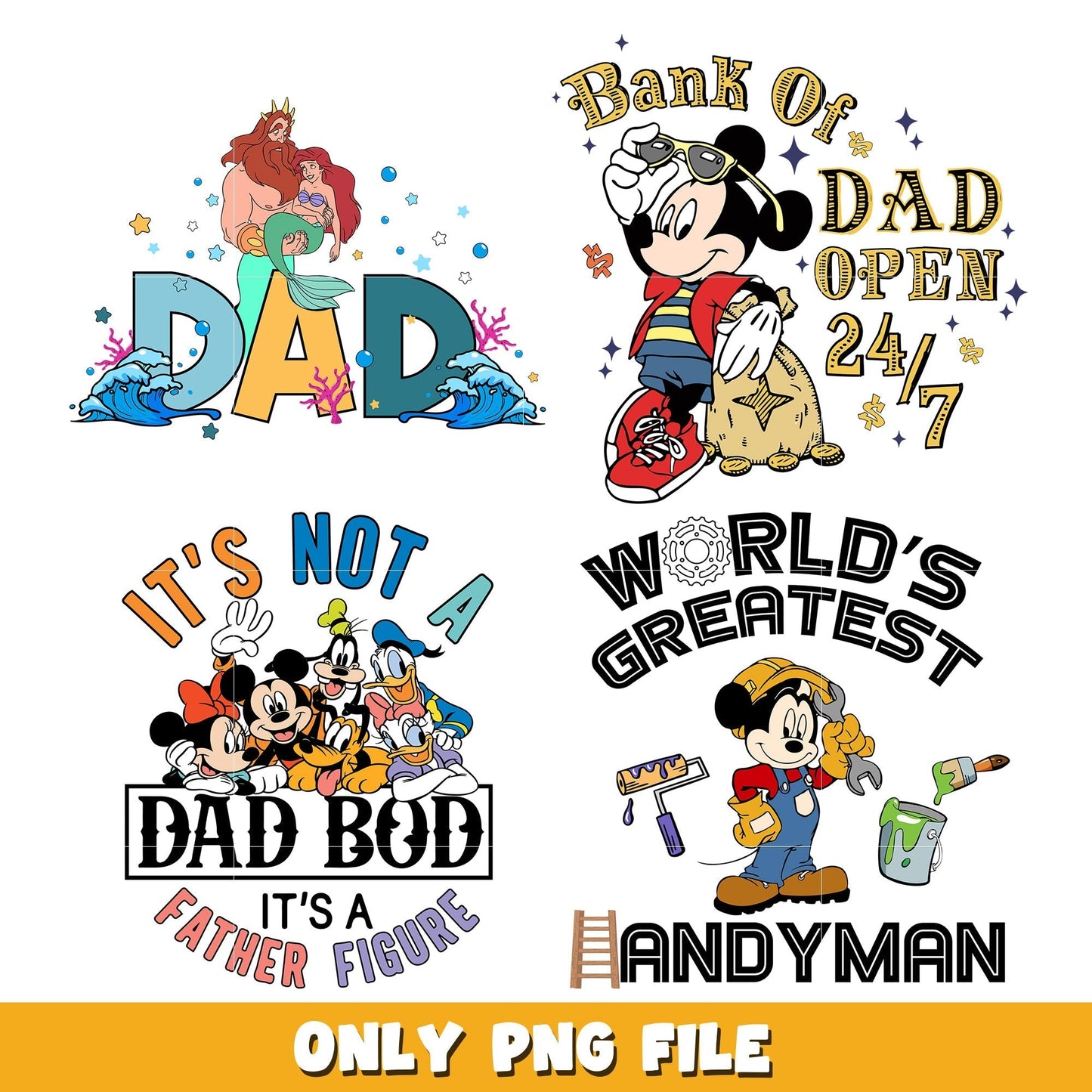 Disney Dad mouse and friends bundle png, Disney cartoon png, Digital download