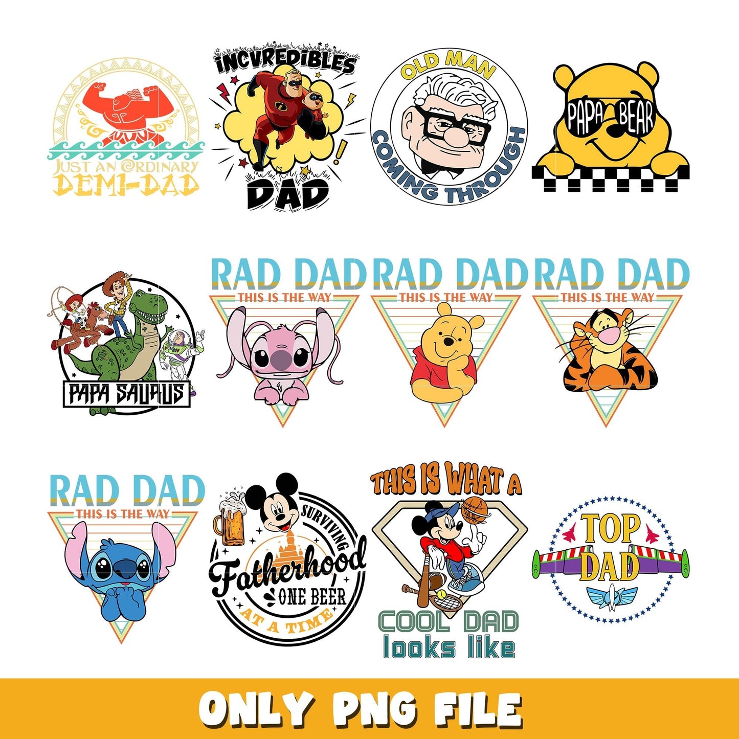Disney Mouse and friends dad  bundle png, Disney cartoon png, Digital download