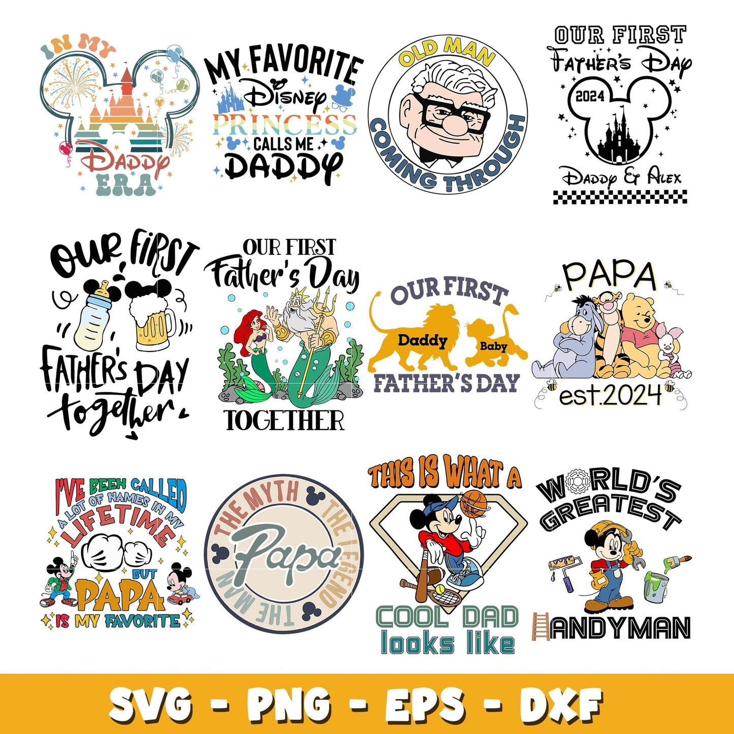 Disney papa est 2024 svg bundle, Father day svg, Disney svg