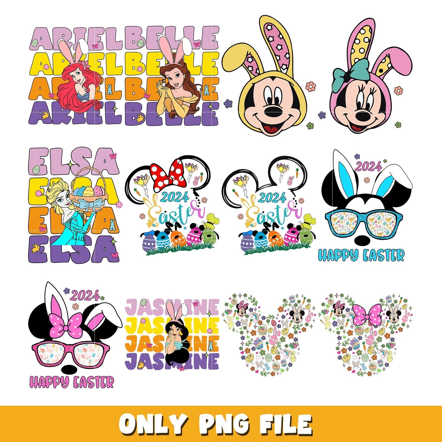 Mouse and friends Easter bundle png, Disney cartoon png, Digital download