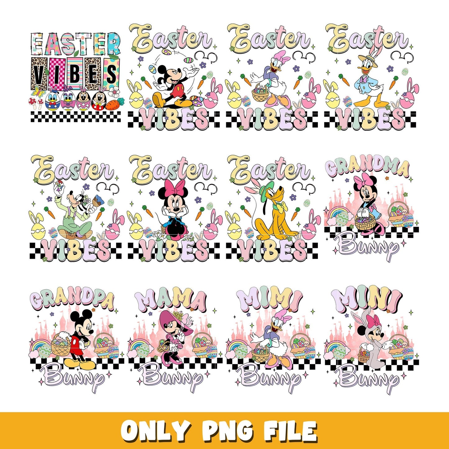 Disney Easter vibes mini bunny  bundle png, Disney cartoon png, Digital download