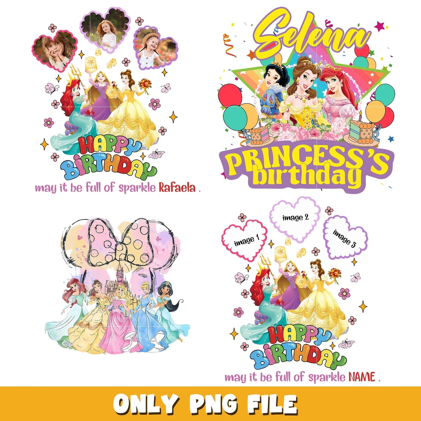 Disney princess birthday png bundle, Disney princess png, Disney png