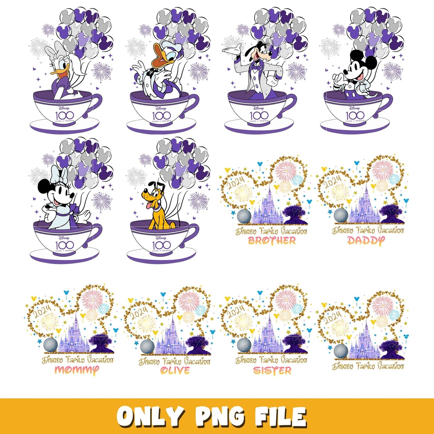 Disney 100 years wonder png bundle, Disney mickey png, Disney png