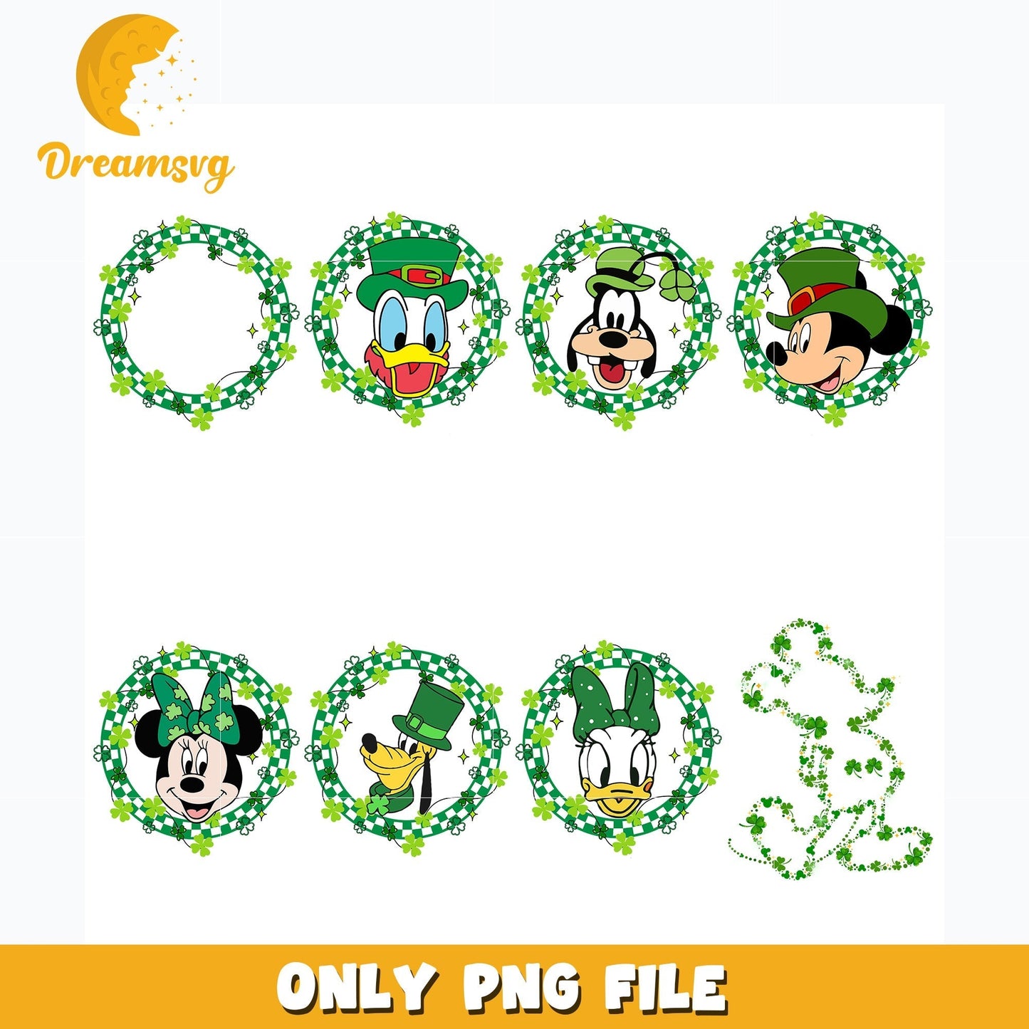 Disney Mouse and friends Head St Patricks Day bundle png, Disney png, Digital download
