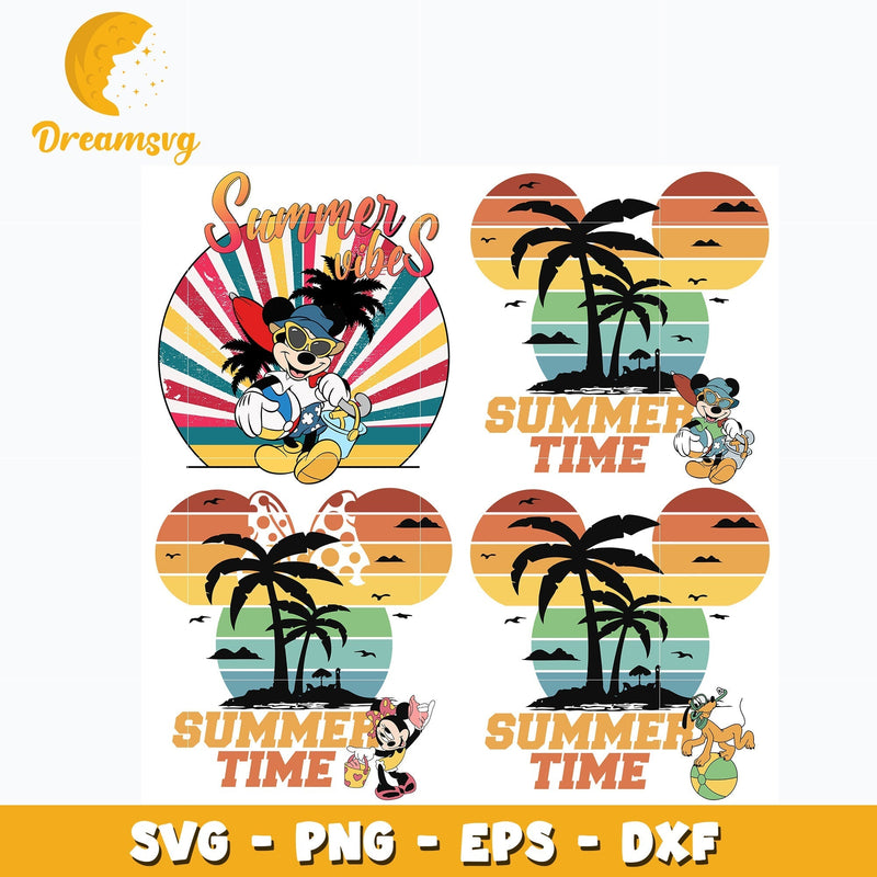 Summer Time Disney Minnie Mouse and Dog bundle svg, Disney svg, Digital download