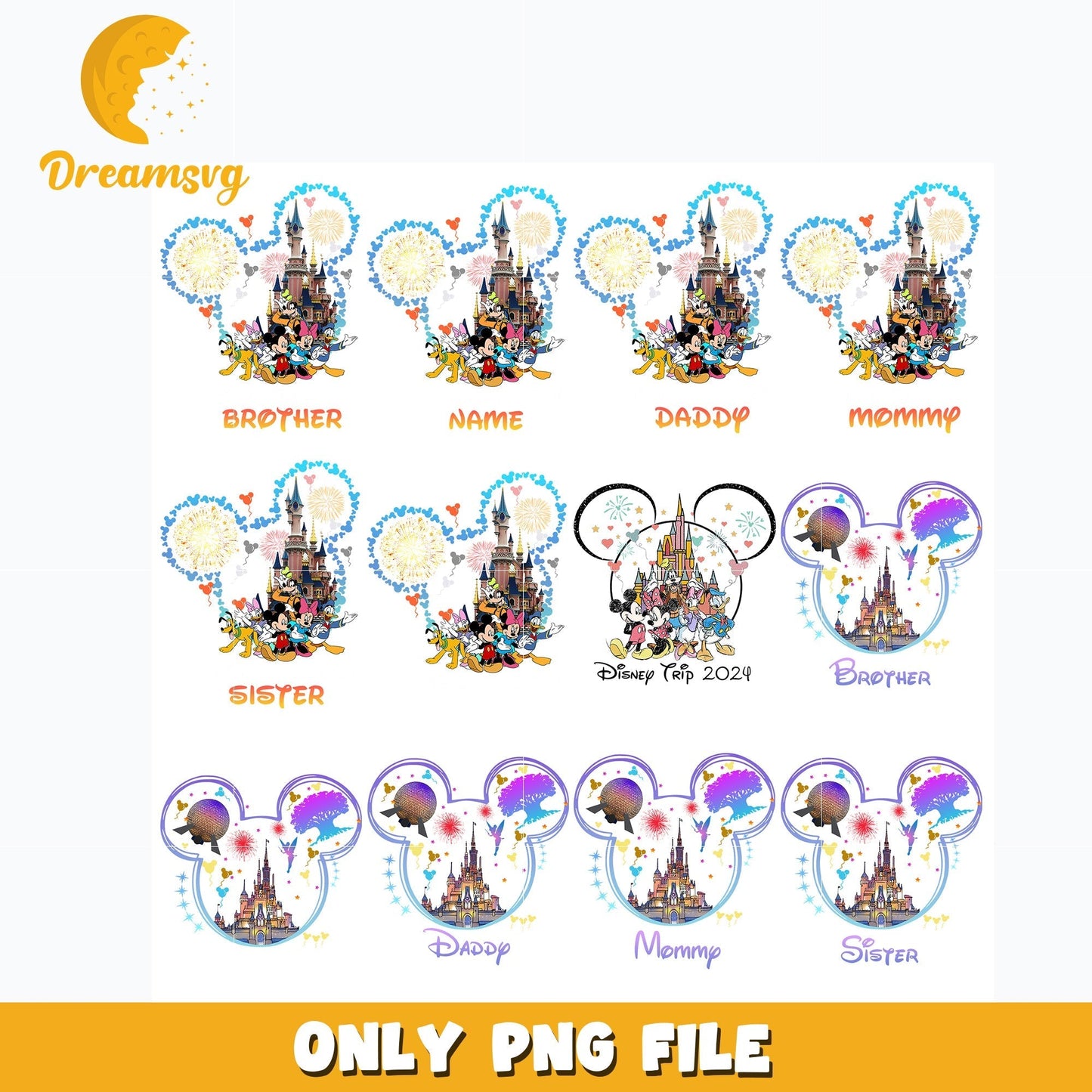 Disney family trip 2024 bundle png, Disney png, Digital download
